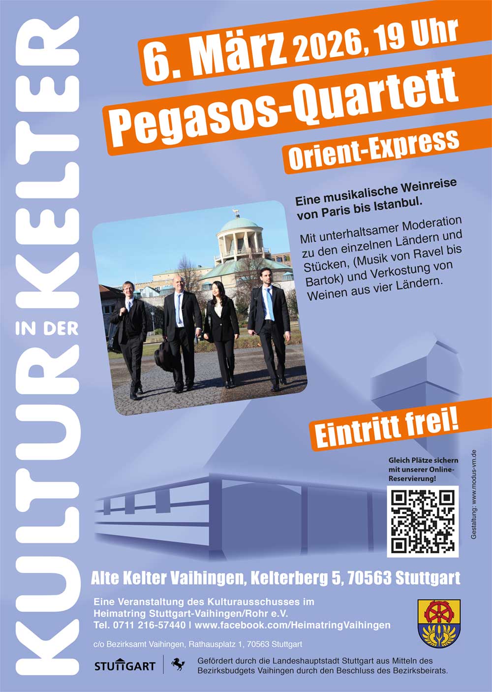 Bild-Konzert-Pegasos-Quartett-Stuttgart-Vaihingen Plakat Veranstaltung Kultur in der Kelter Pegasos-Quartett am 06.03.2026